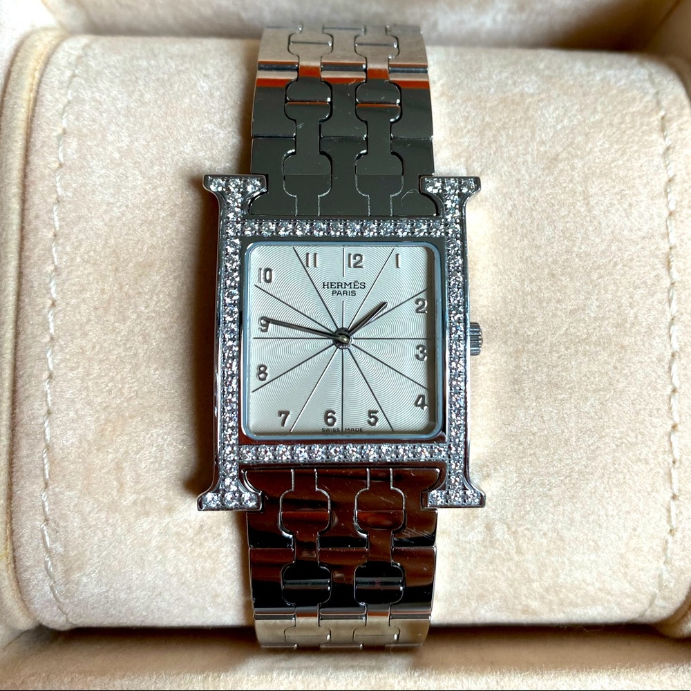 Authentic Hermes H Diamond Bezel Watch HH1.530